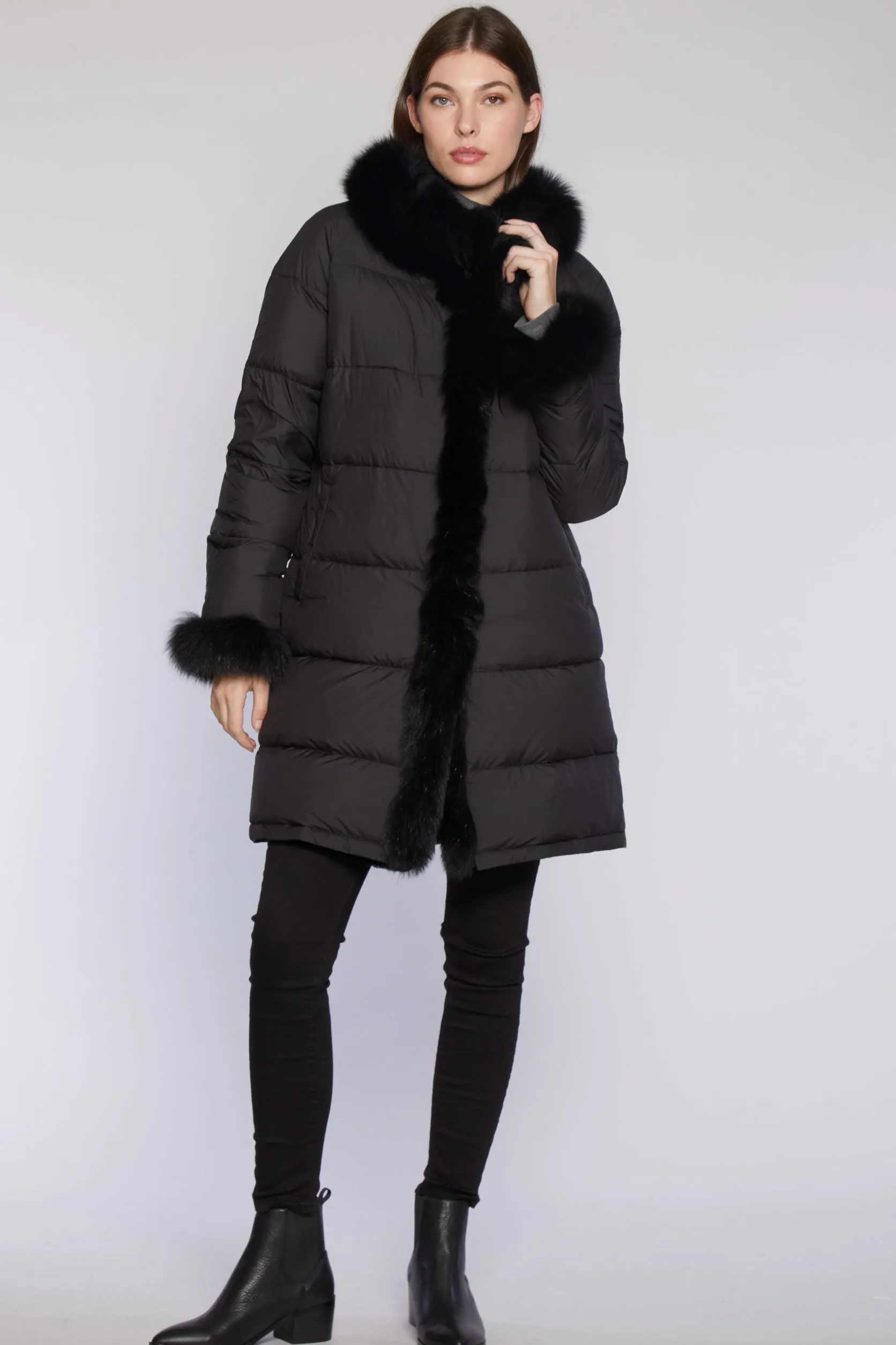 #2243 Fox-Trimmed Coat Reverses to Layered Sheared Rabbit  Reduced  $245