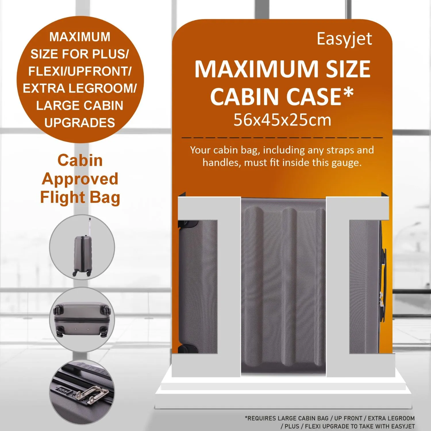 Aerolite Easyjet Bundle, Large Cabin (56x45x25cm) Lightweight Hard Shell Cabin Suitcase & (45x36x20cm) Easyjet Max Holdall