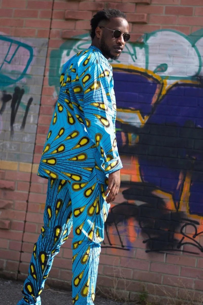 African Pants In Brilliant Blue Ankara Print