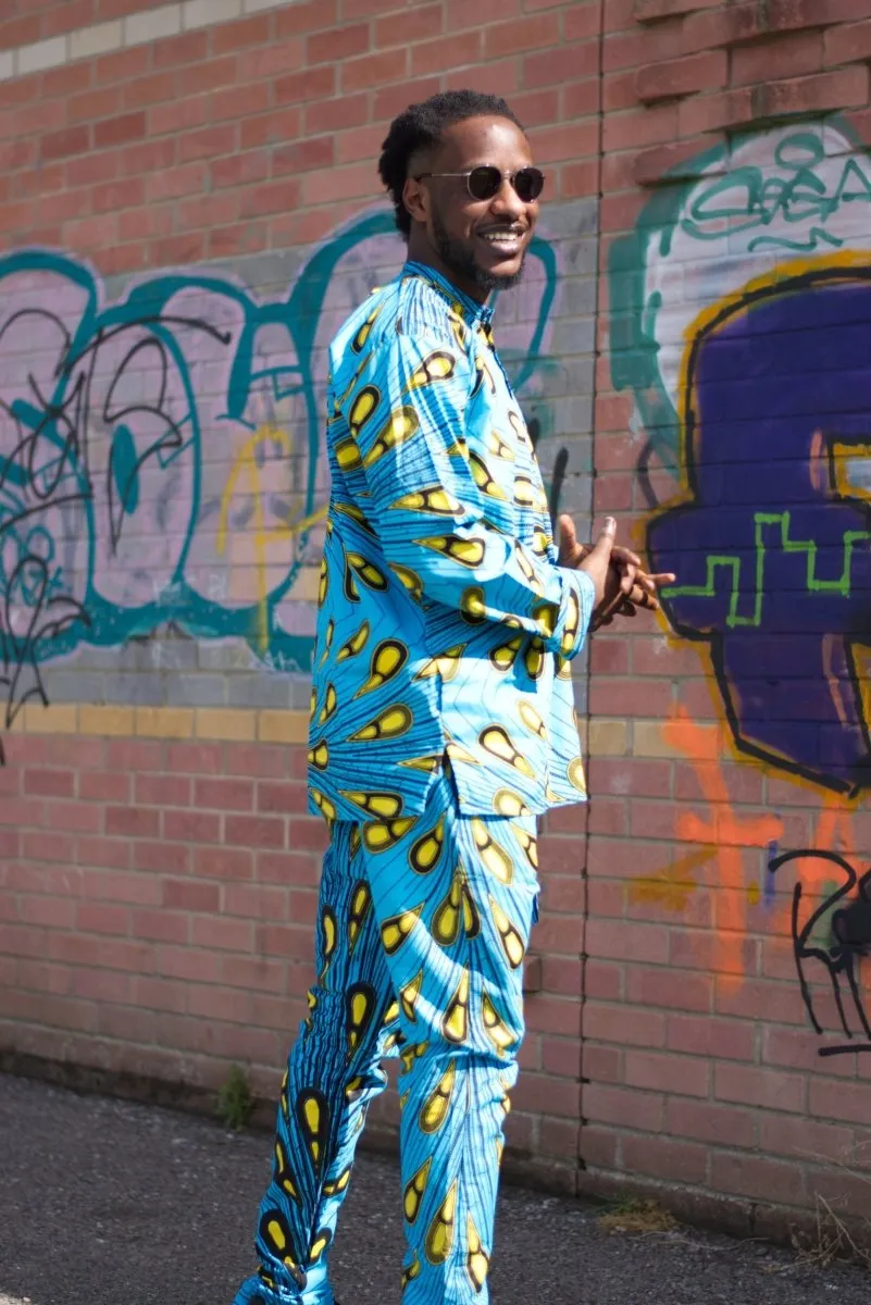 African Pants In Brilliant Blue Ankara Print