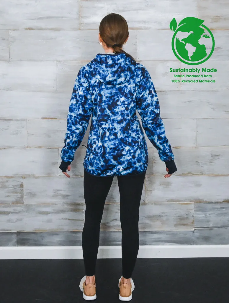 All-Weather Hoodie - Blue Tie Dye | Ladies