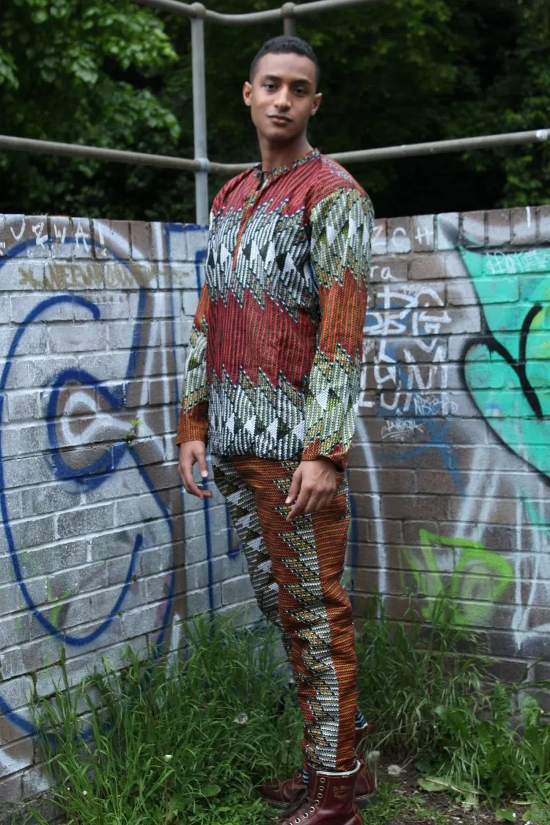 Ankara Trousers in Red and Orange African Print