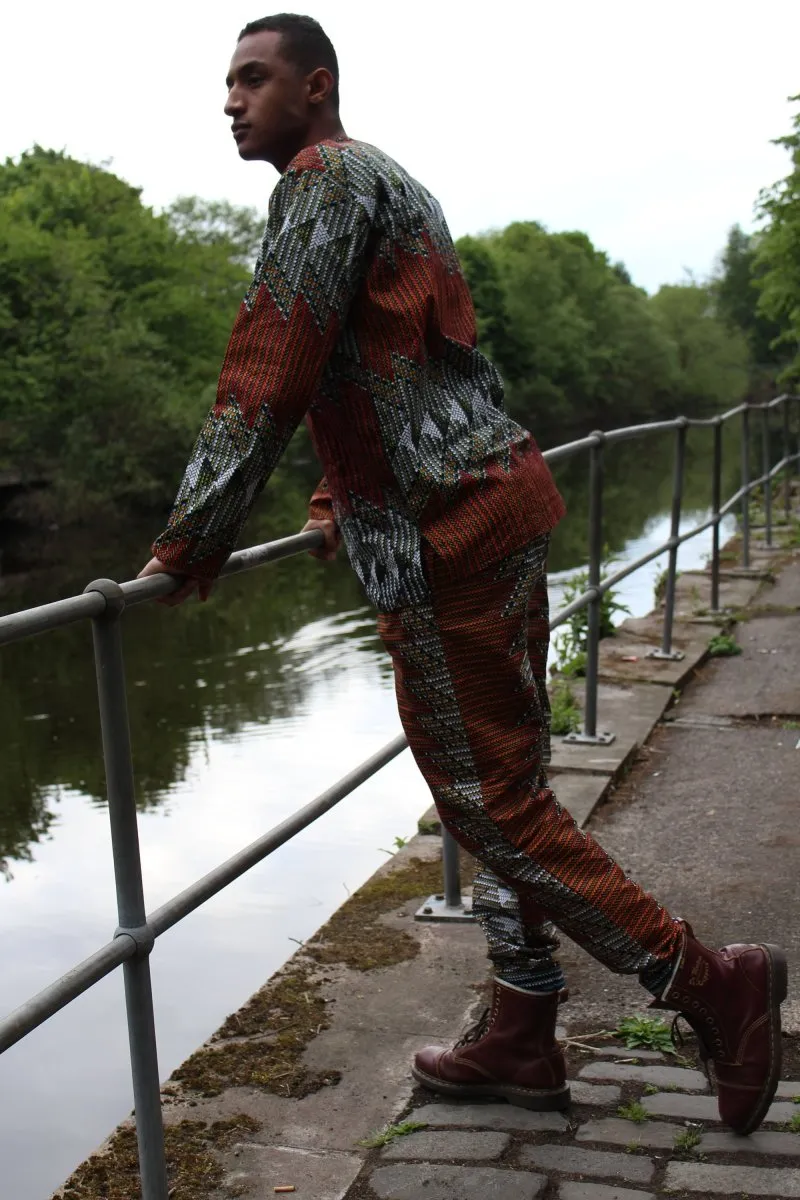 Ankara Trousers in Red and Orange African Print