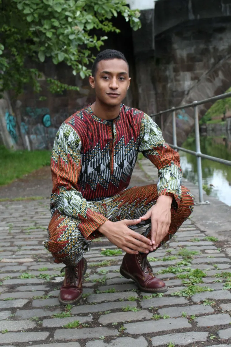 Ankara Trousers in Red and Orange African Print