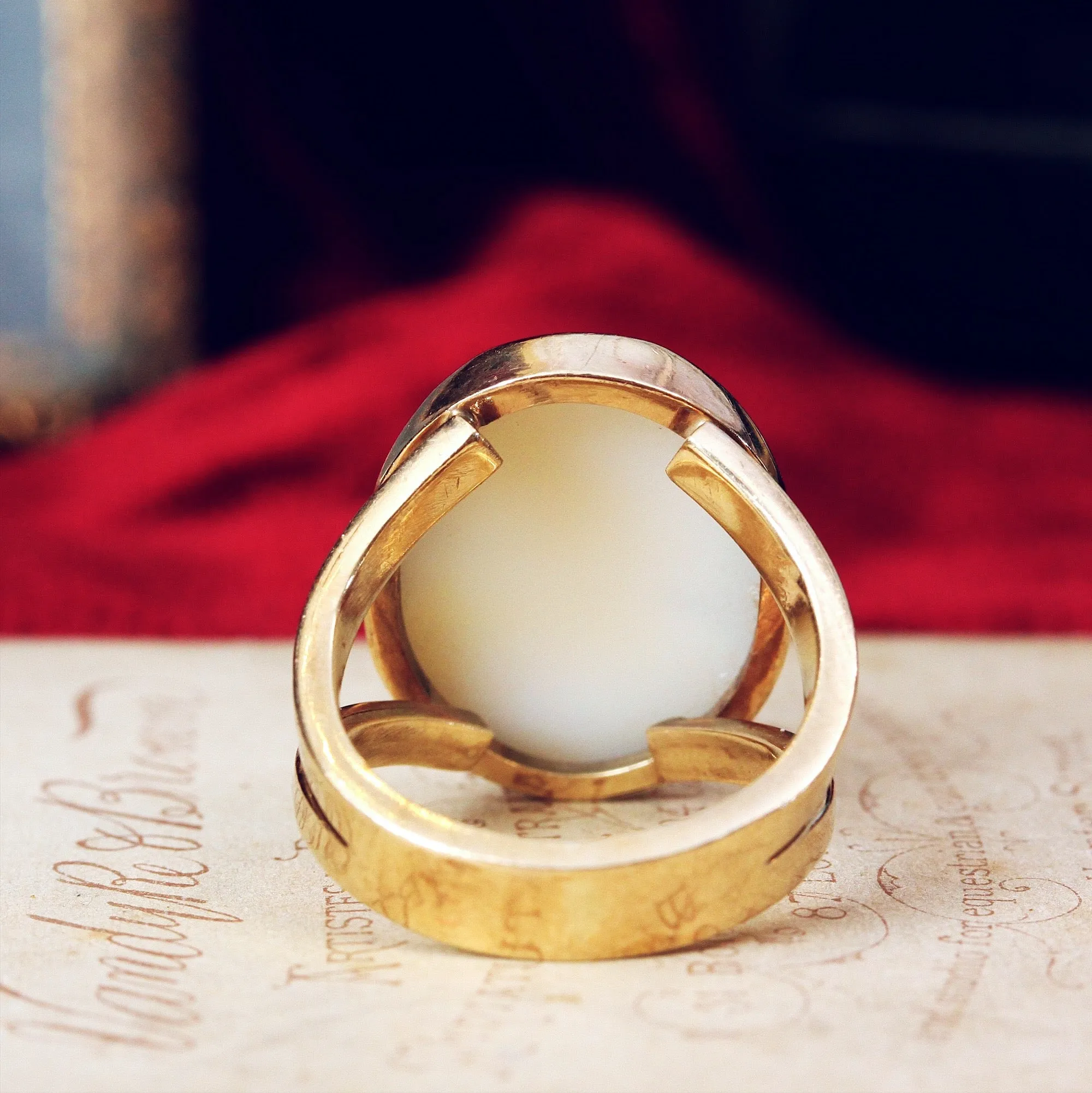 Antique Classical Bacchante Shell Cameo Ring