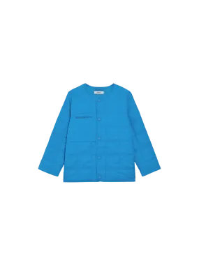 Archive Kid’s Flower-Warmth Quilted Collarless Jacket—cerulean blue