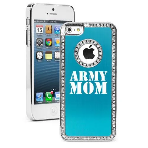 Army Mom Rhinestone Bling Iphone Case for 4 4S 5 5S 5c