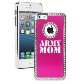 Army Mom Rhinestone Bling Iphone Case for 4 4S 5 5S 5c