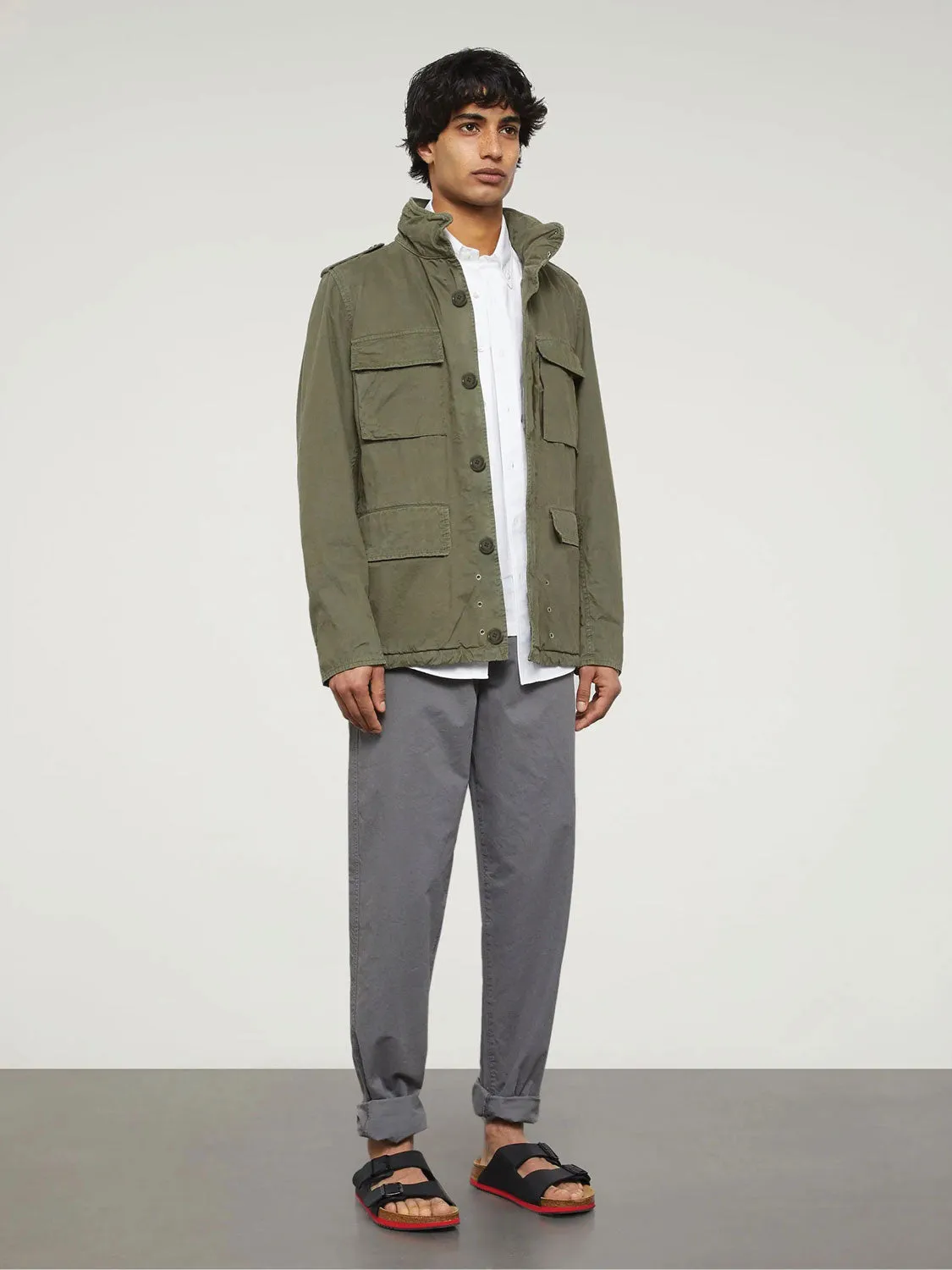 Aspesi Cotton Gabardine Mini Field Jacket Khaki