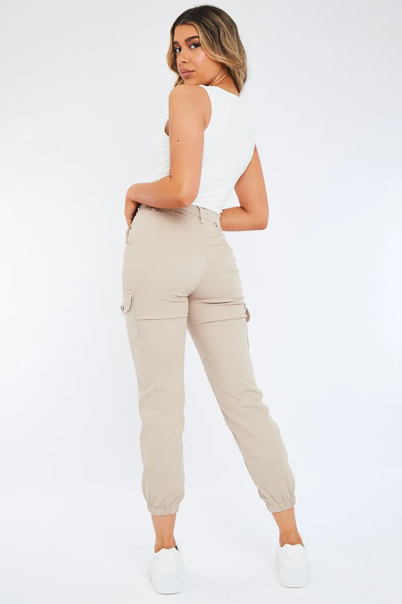 Beige Cuffed Cargo Trousers - Genesis