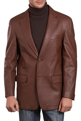 BGSD Men Grant Two-Button Leather Blazer