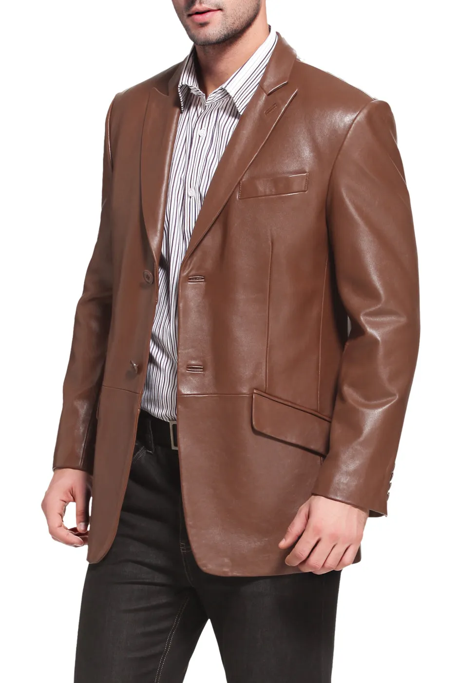 BGSD Men Noah Two-Button Lambskin Leather Blazer