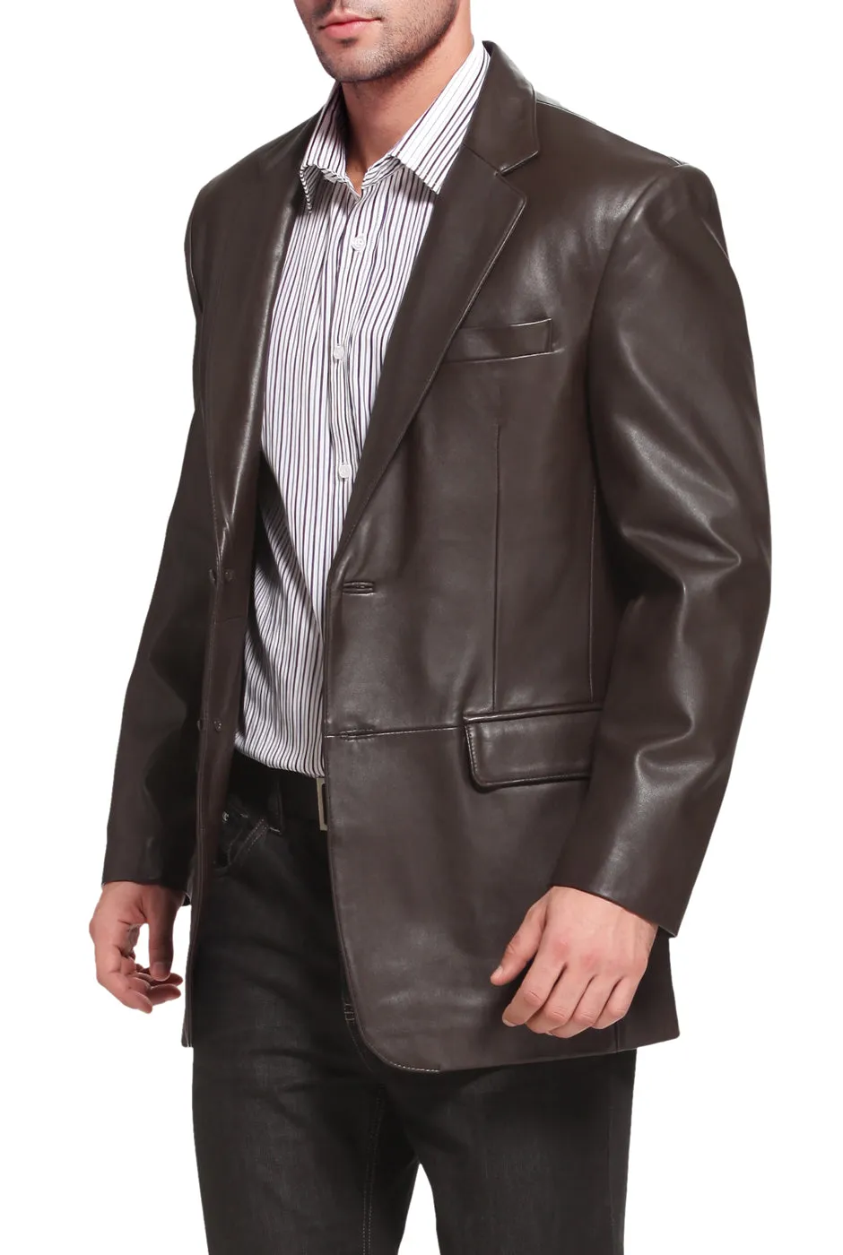 BGSD Men Richard Classic Two-Button Lambskin Leather Blazer