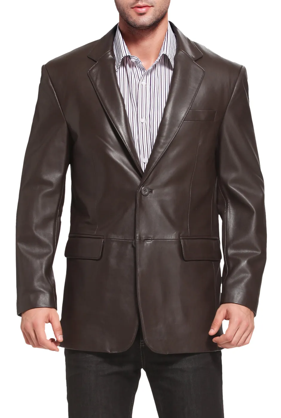 BGSD Men Richard Classic Two-Button Lambskin Leather Blazer