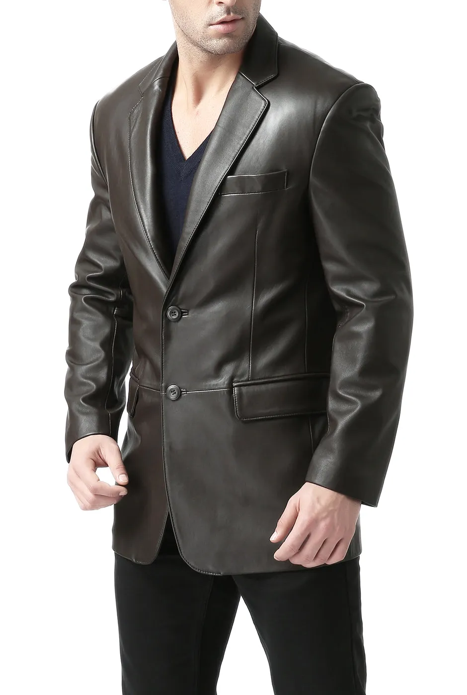 BGSD Men Richard Classic Two-Button Lambskin Leather Blazer