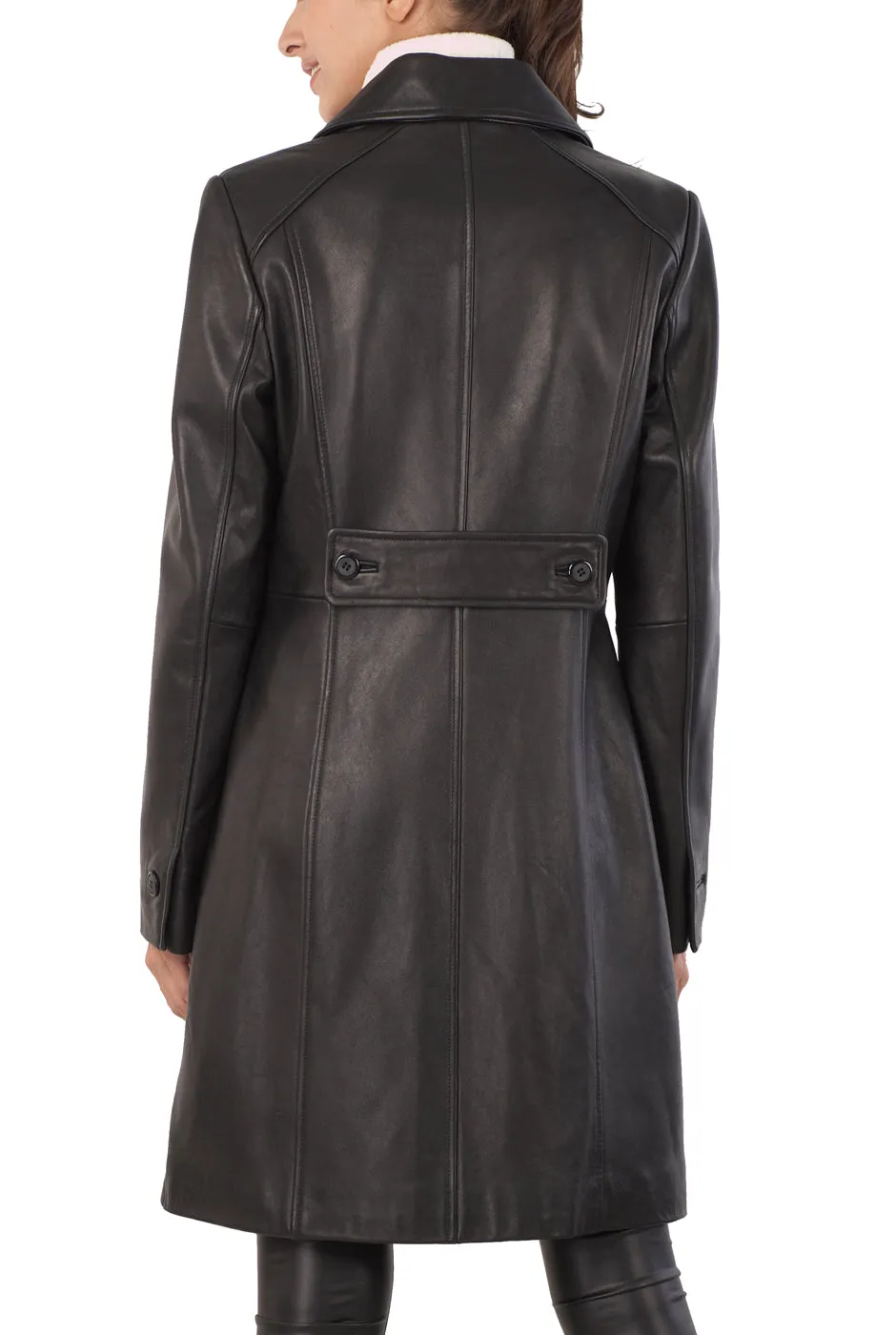 BGSD Women Amber Lambskin Leather Walking Coat