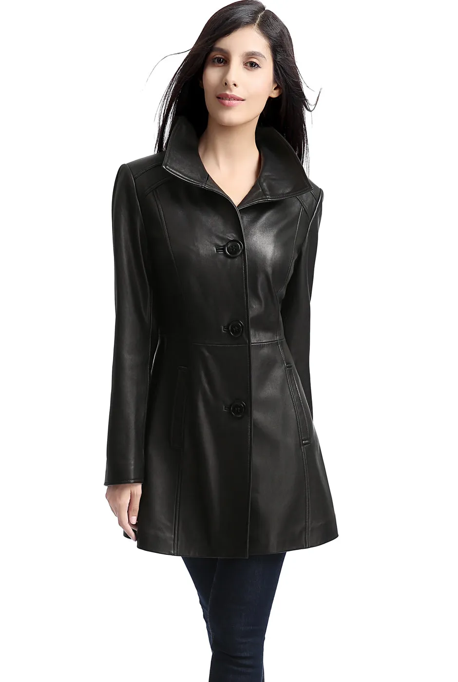 BGSD Women Belle Lambskin Leather Coat