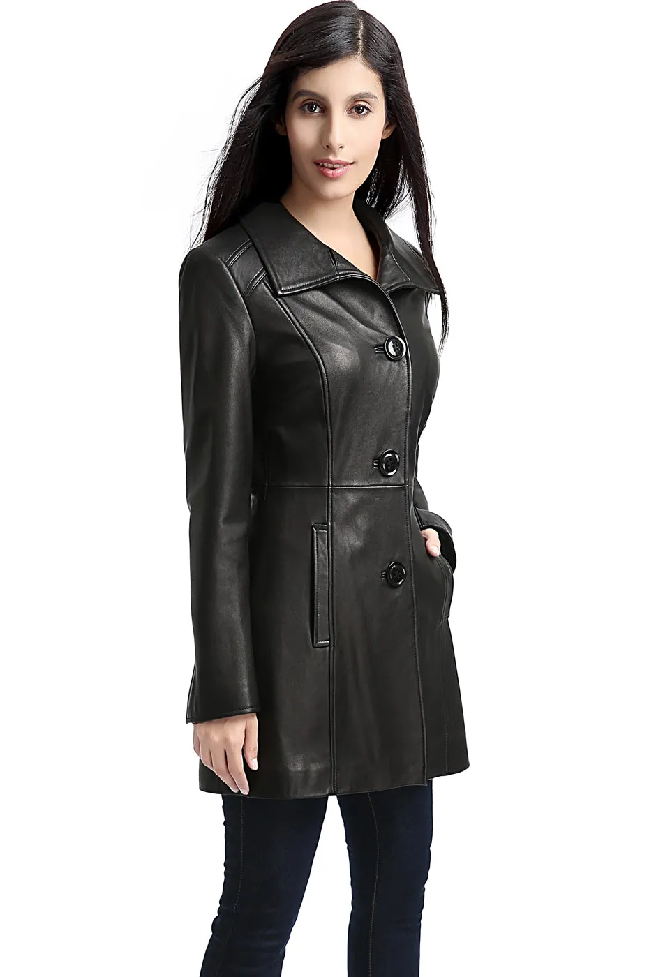 BGSD Women Belle Lambskin Leather Coat