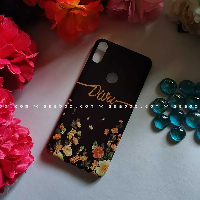 Black Floral Wave Name Case