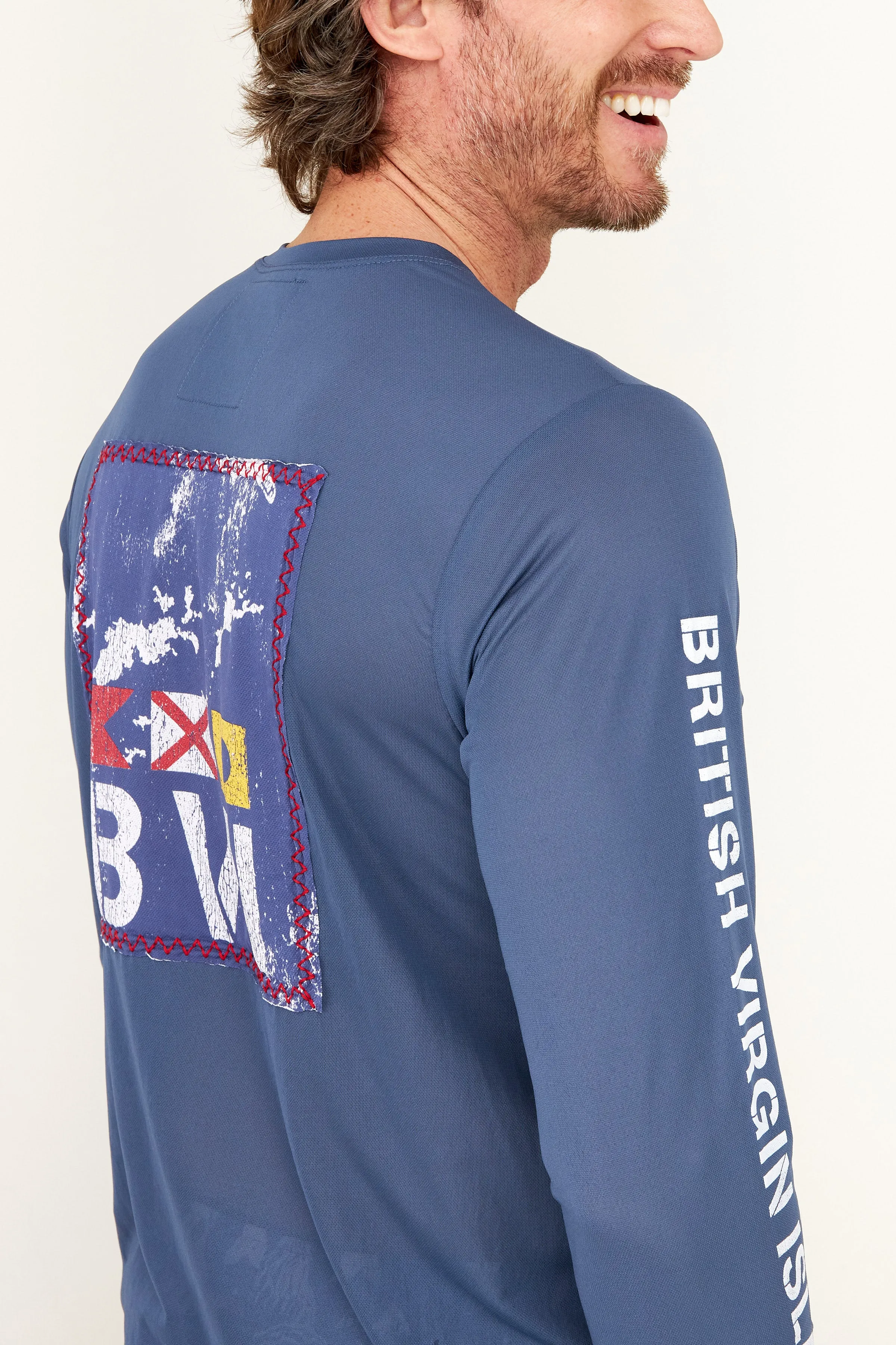 BVI Flag Patch UPF50 Shirt - Vintage Indigo