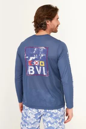 BVI Flag Patch UPF50 Shirt - Vintage Indigo