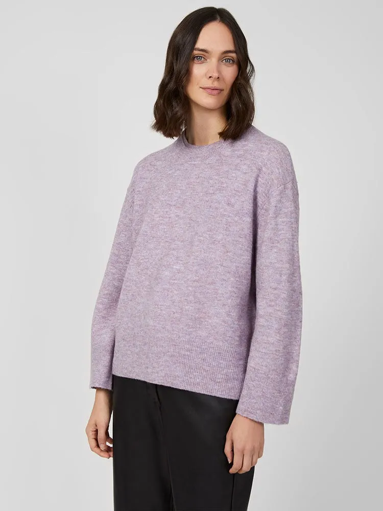 Carice Knit Crew Neck Jumper - Lavender Marl