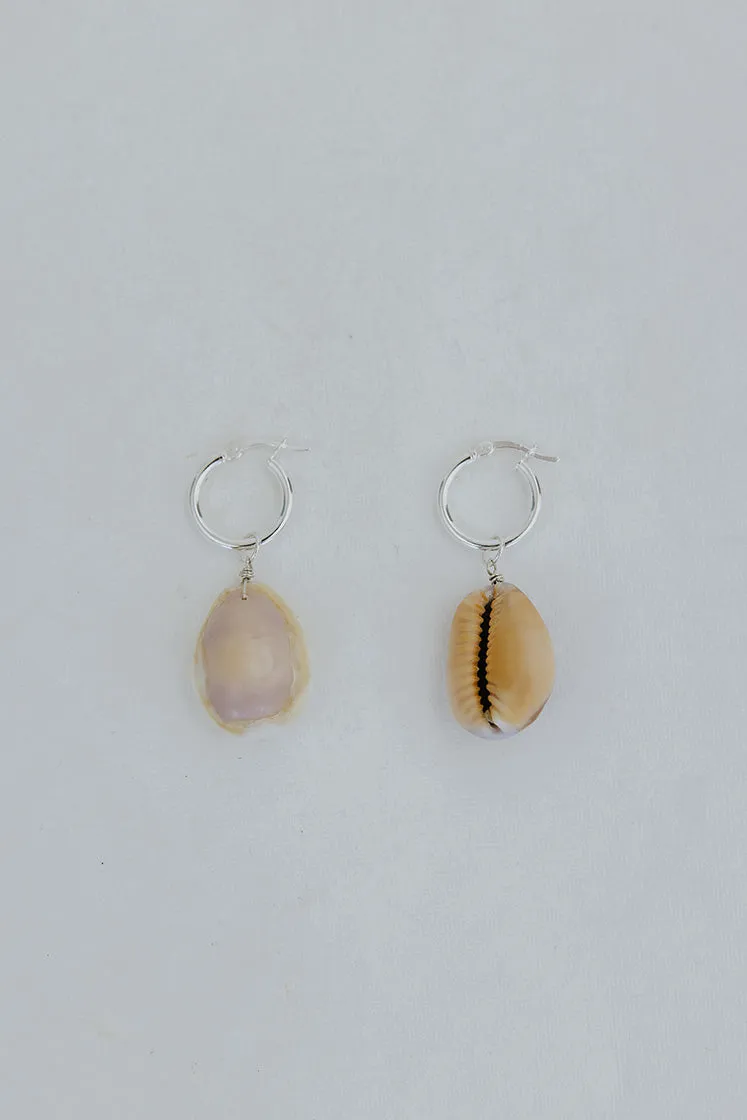 Clasp Hoop Earrings - Cowrie Shell