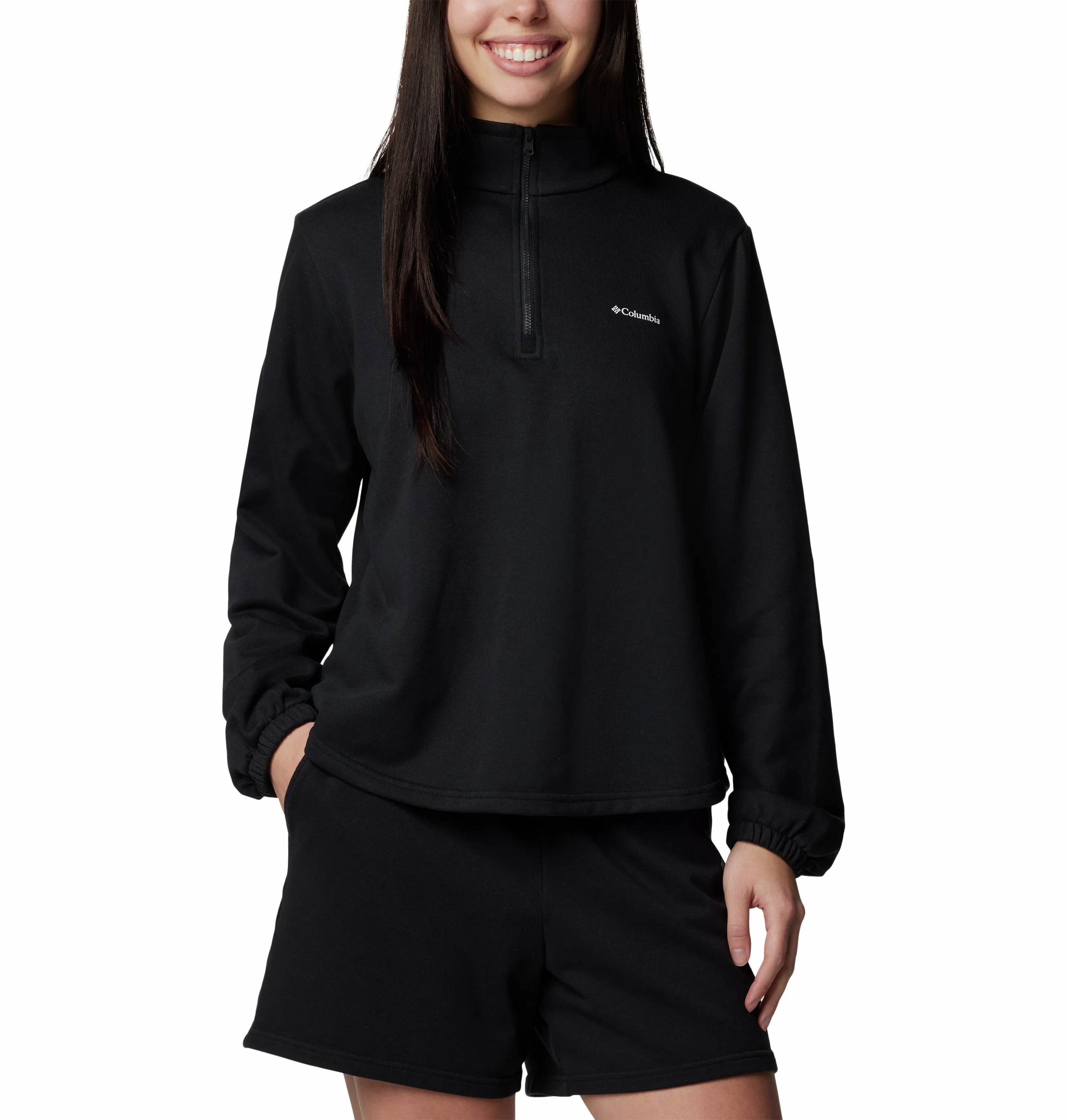 Columbia Ladies Trek French Half Zip Fleece-BLACK