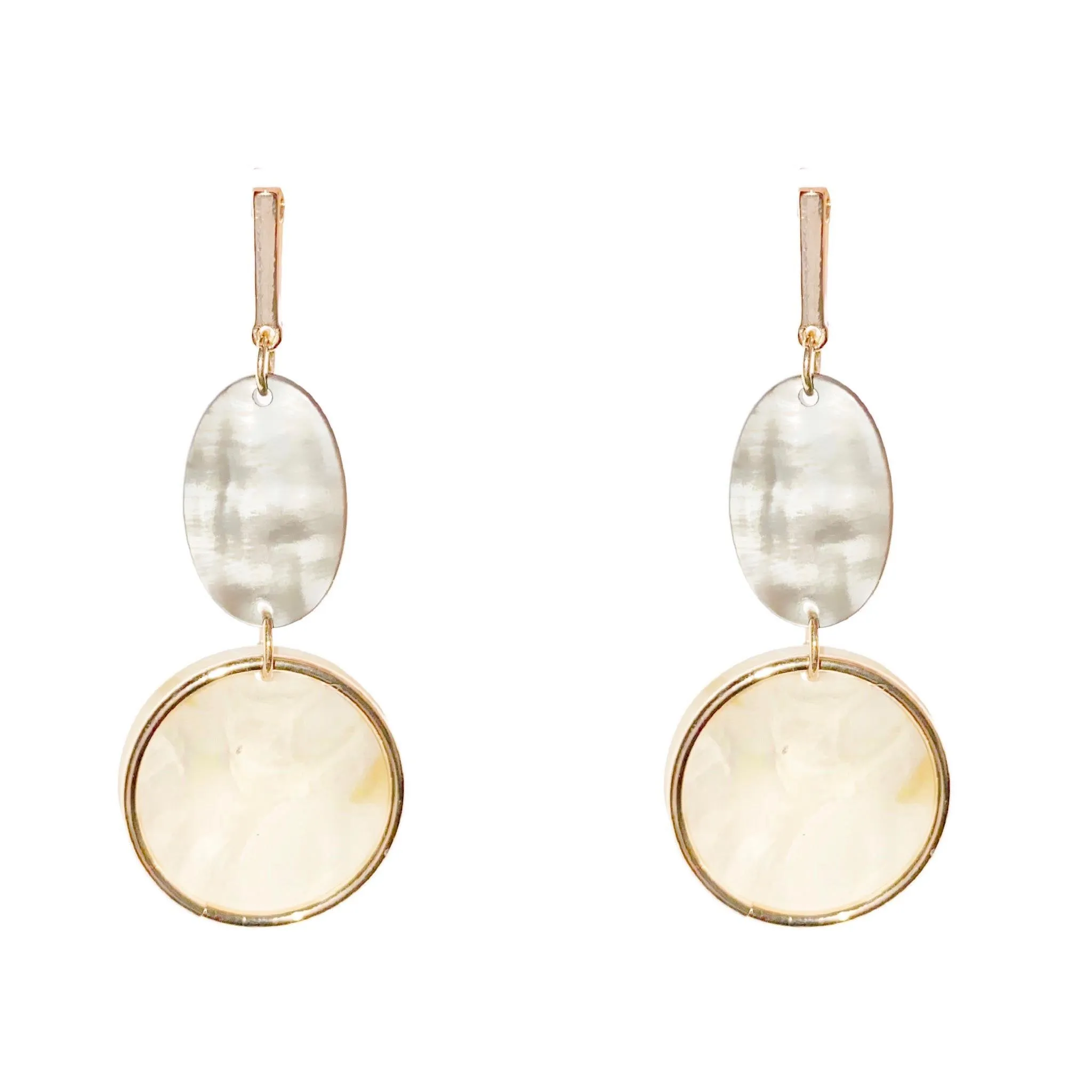 Contemporary Shell and Gold Earrings