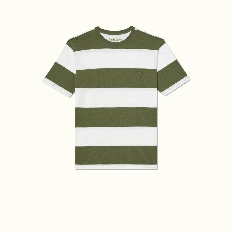 Copley T-Shirt - Stripe - Olive & White