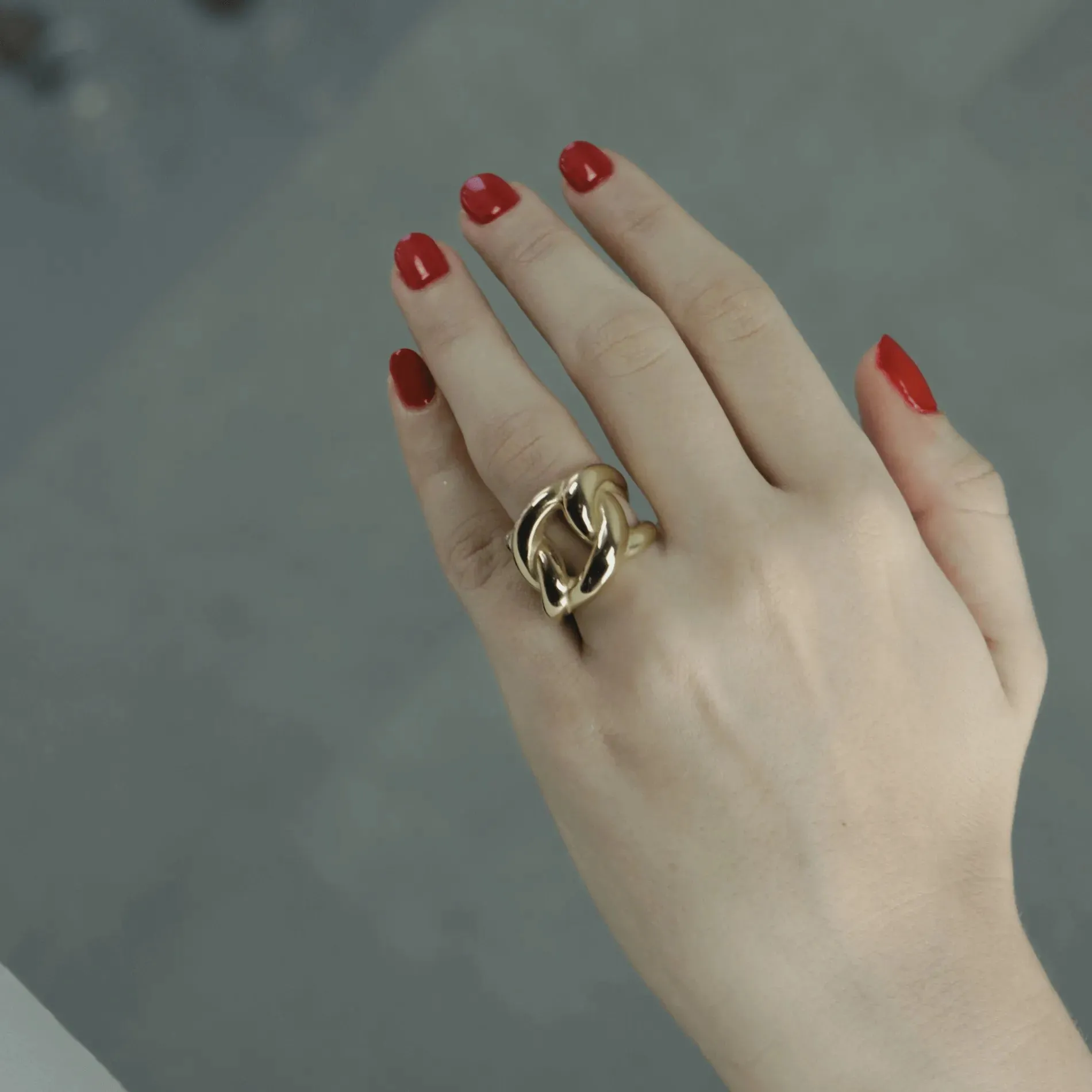 Courage Waterproof Chunky Link Statement Ring 18K Gold Plating