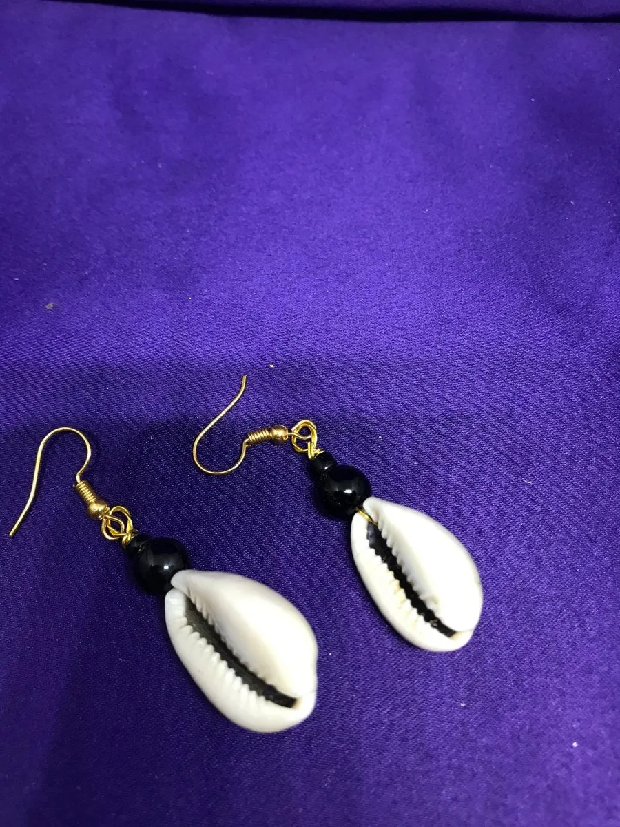 Cowrie Seashell Earrings Made with Silver Wire