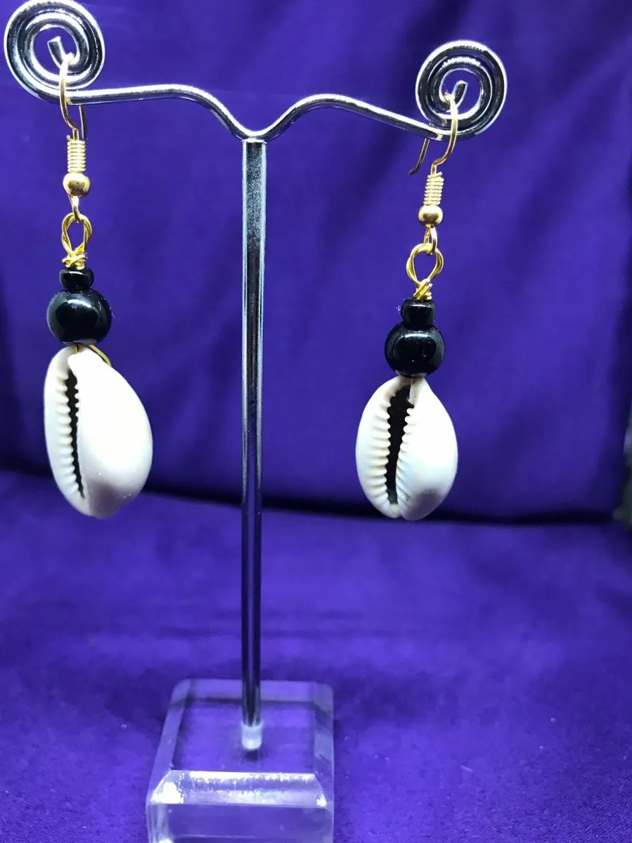 Cowrie Seashell Earrings Made with Silver Wire