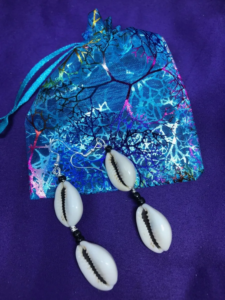 Cowrie Seashell Earrings Made with Silver Wire