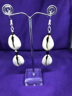 Cowrie Seashell Earrings Made with Silver Wire