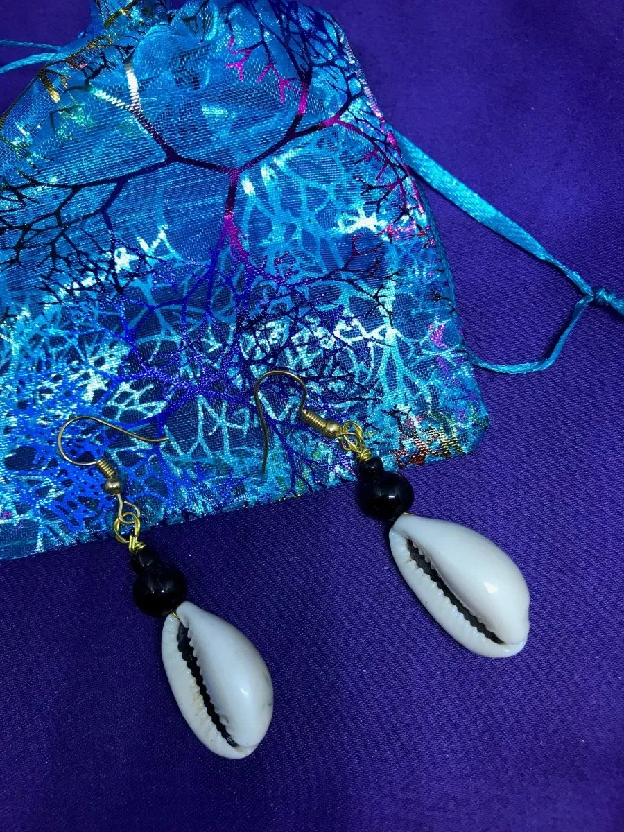 Cowrie Seashell Earrings Made with Silver Wire