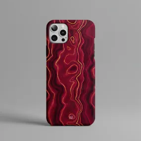 Crimson Cascade | Marble Ink Pattern Hard Phone Case