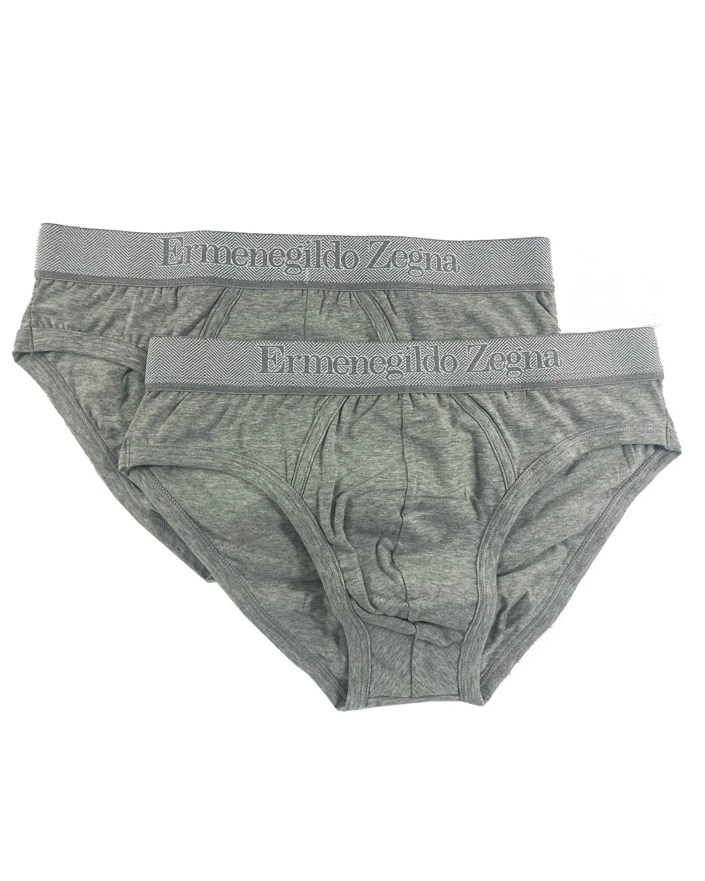 Ermenegildo Zegna Underwear Gray Stretch Cotton Midi Brief 2 Pack L