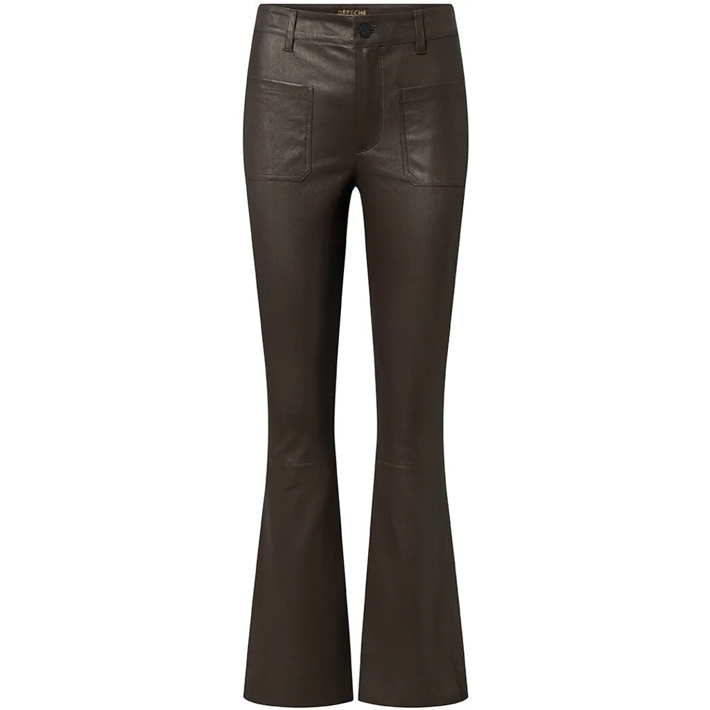 Flare RW Cleo leather pants in soft quality / 50678 - Chocolate