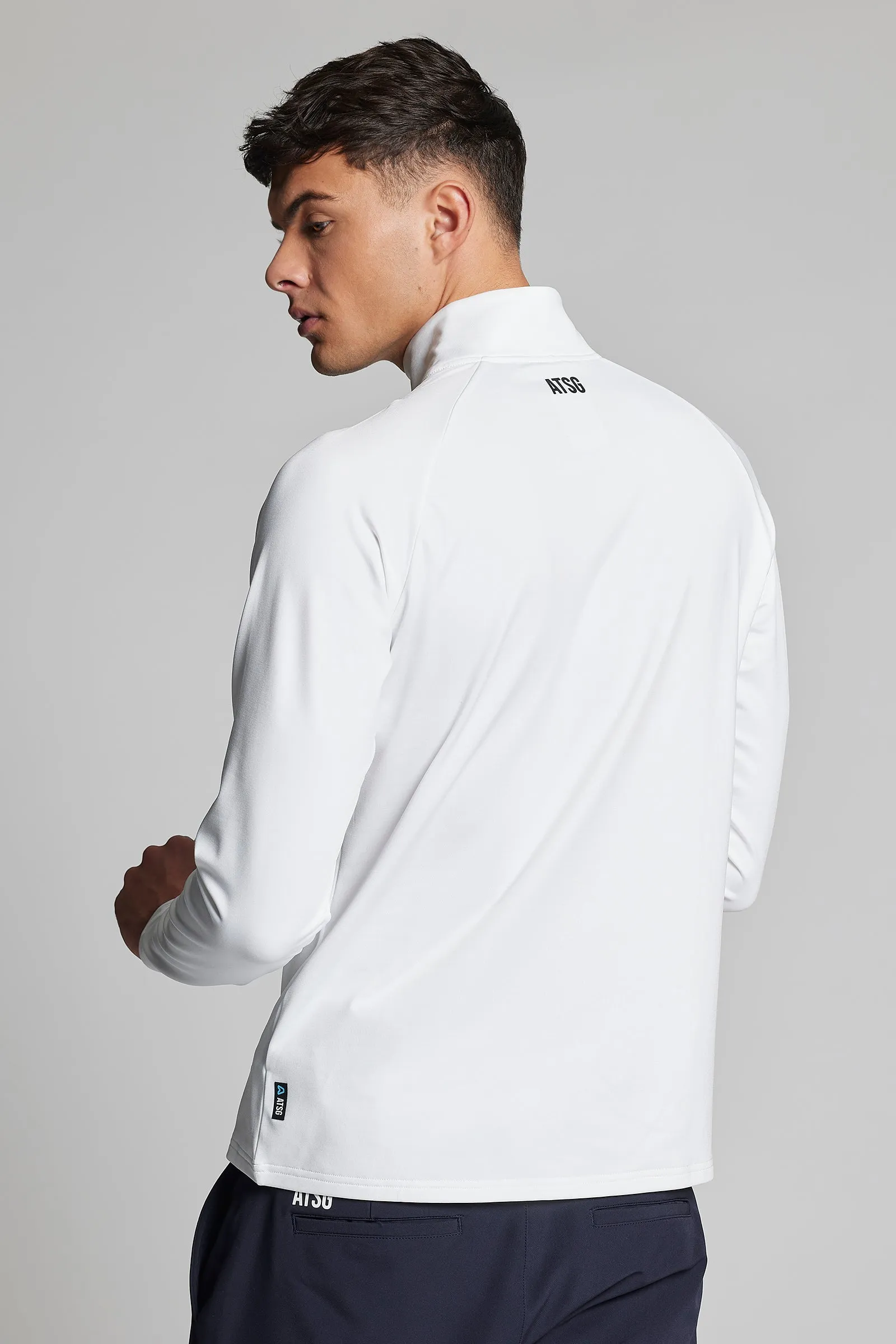 Fleece Back Slim Fit 1/4 Zip Top - Chalk White