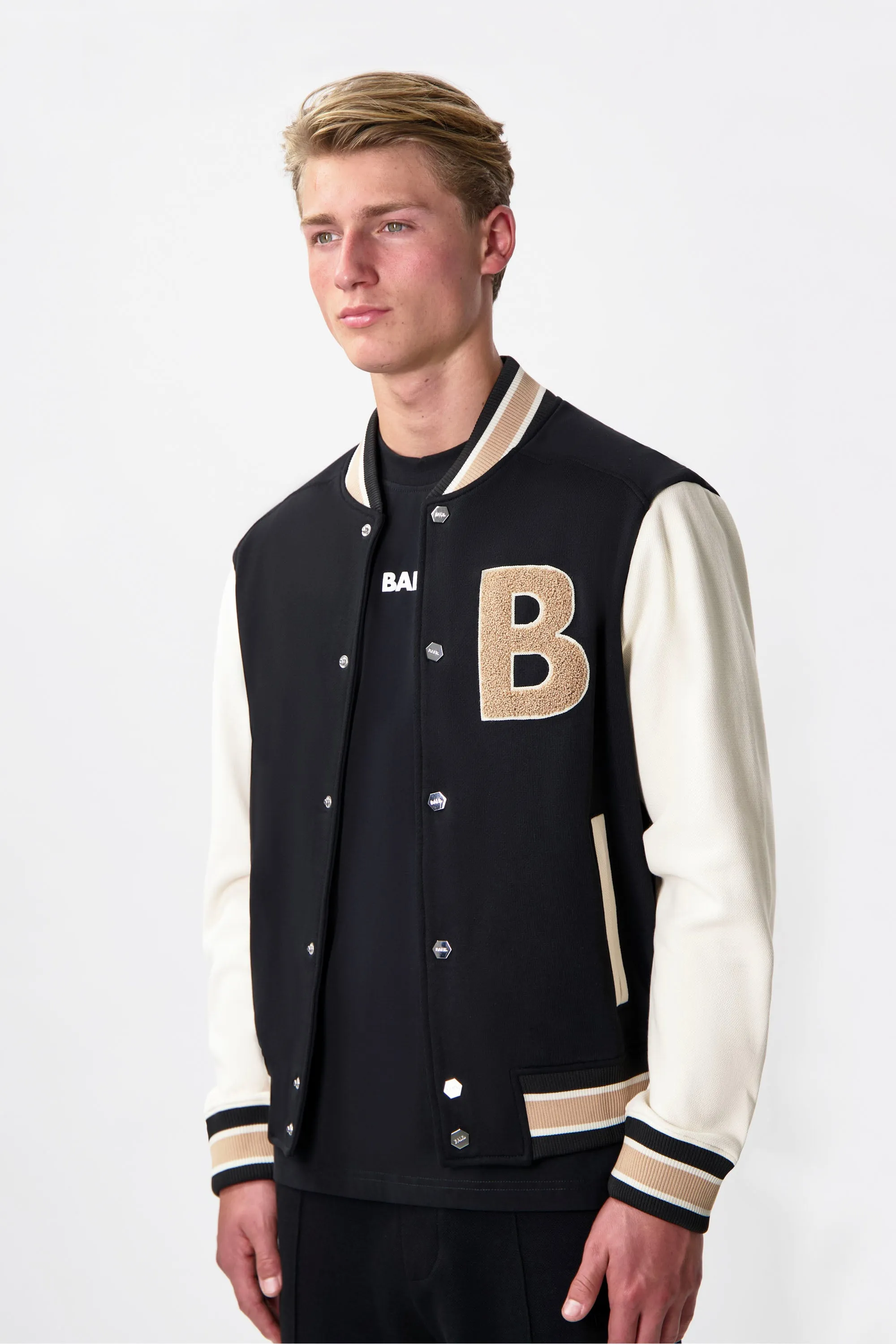 Game Day Regular Fit Varsity Jacket Jet Black