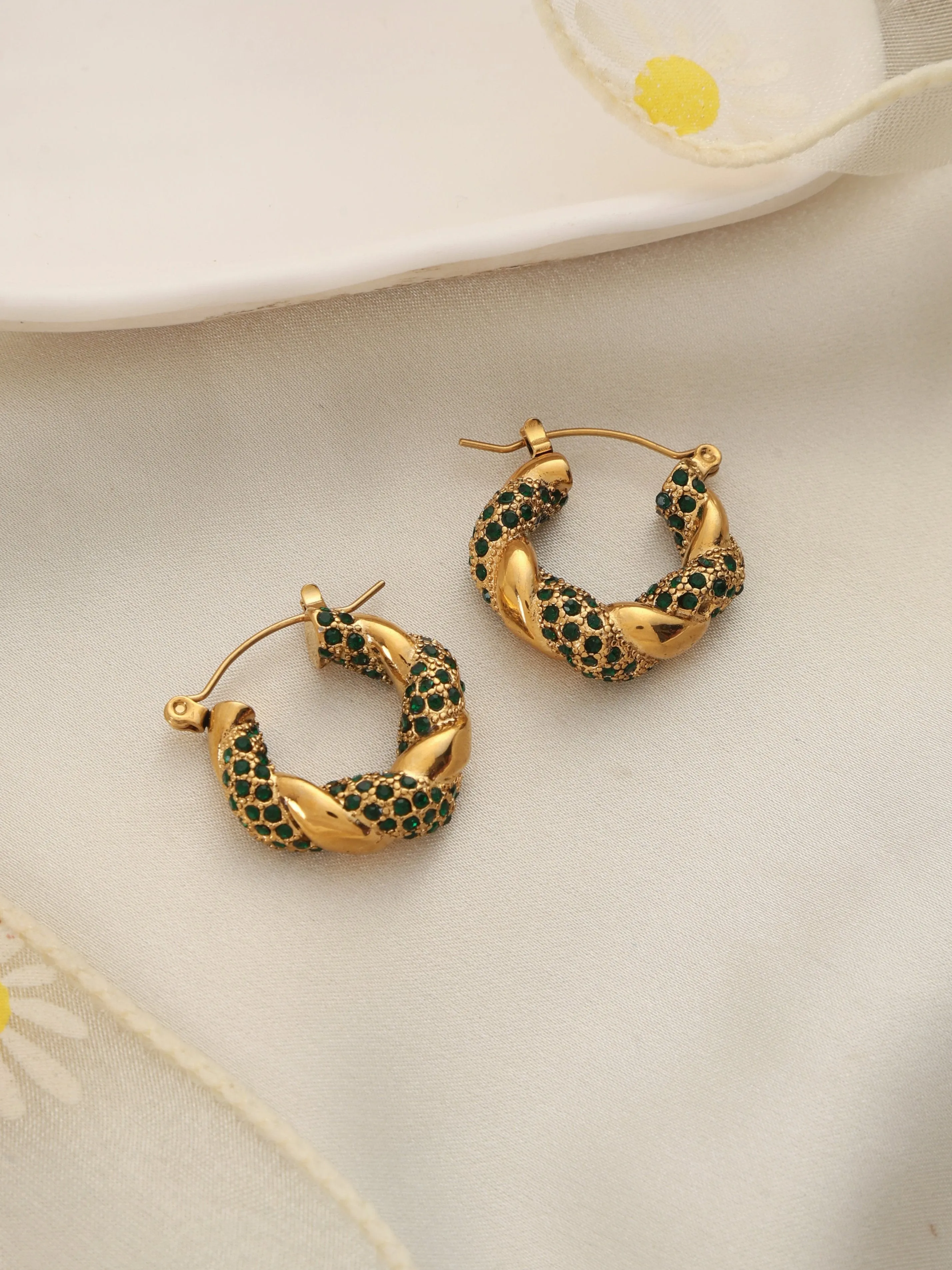 Green Evie Hoop Earrings