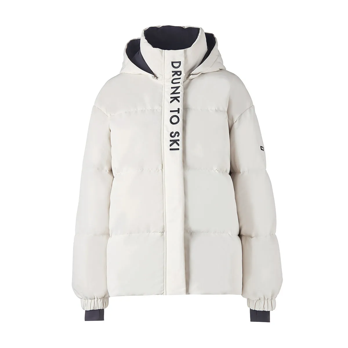 Human Zip Up Puffer Ski Jacket(White)