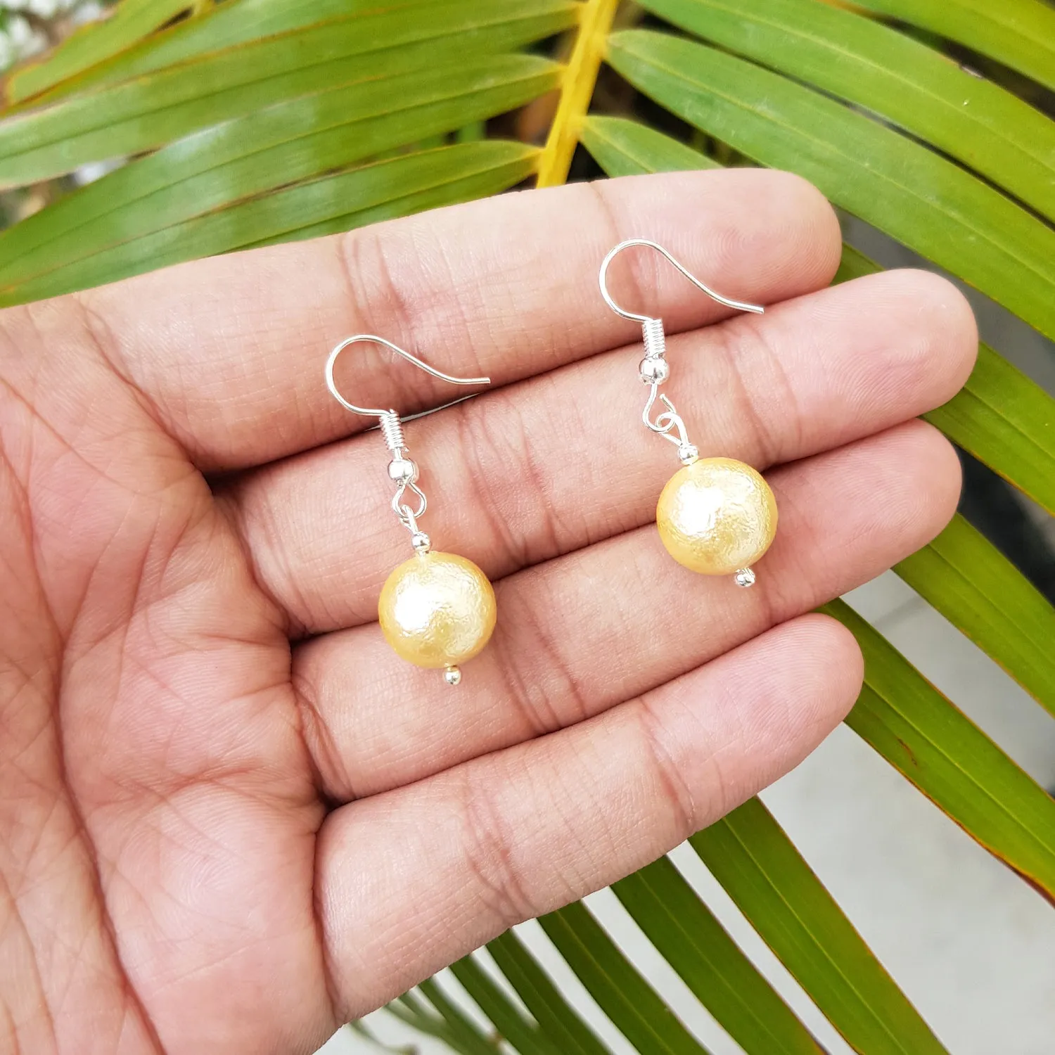 Imeora Golden Matte Finish 12mm Shell Pearl Earrings