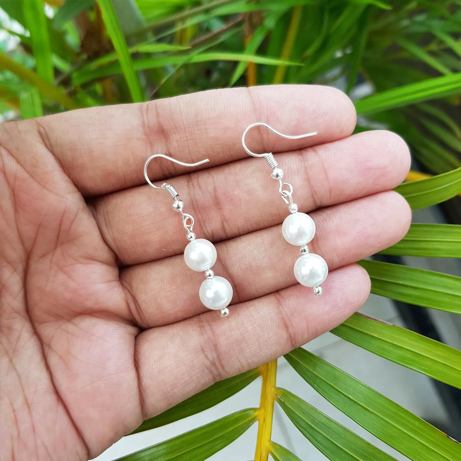 Imeora White 8mm Shell Pearl Earrings