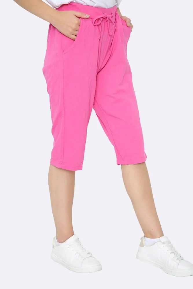 Italian Plain 3/4 Drawstring Pocket Trousers