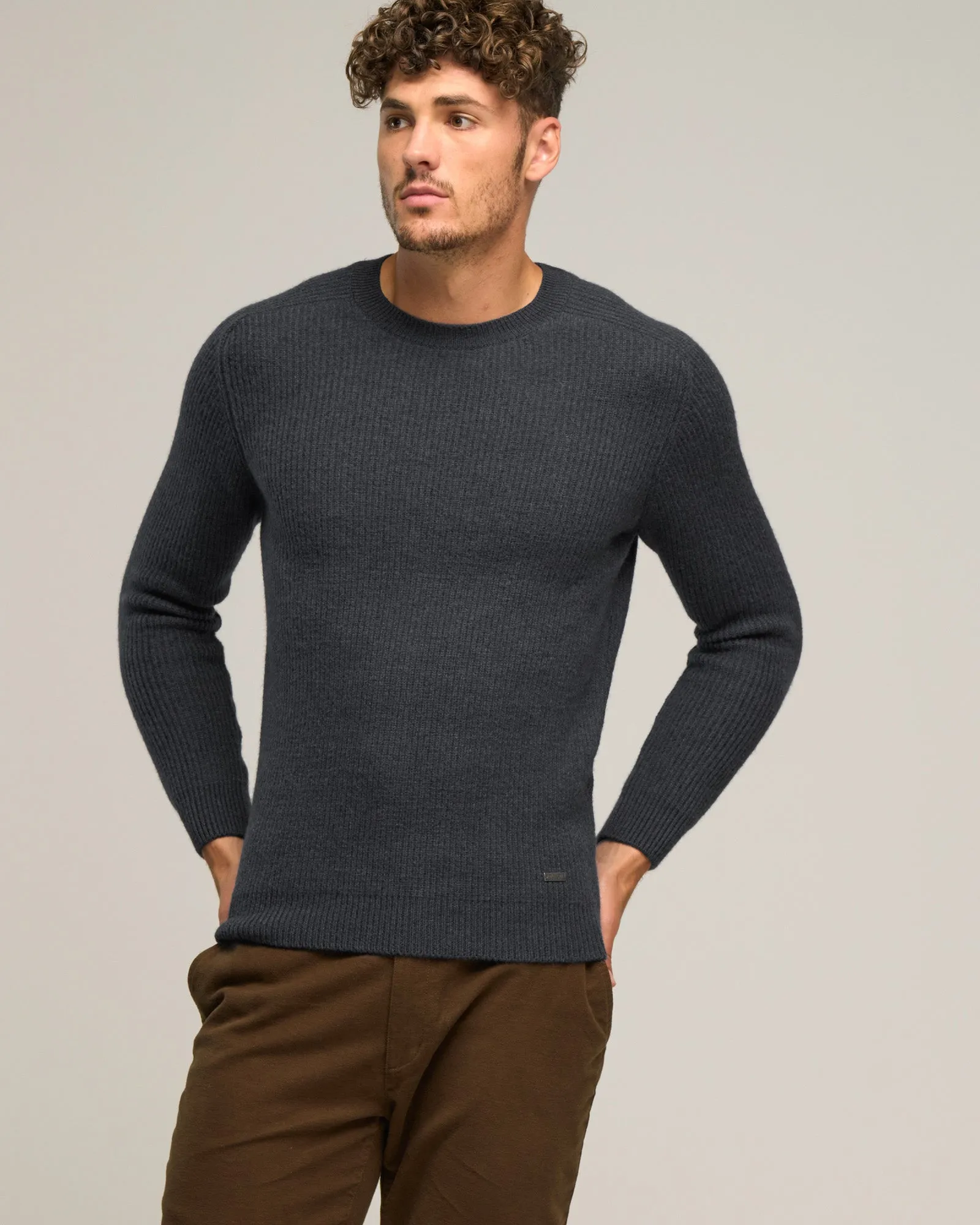 MERINO WIGRAM CREW PATCH KNIT