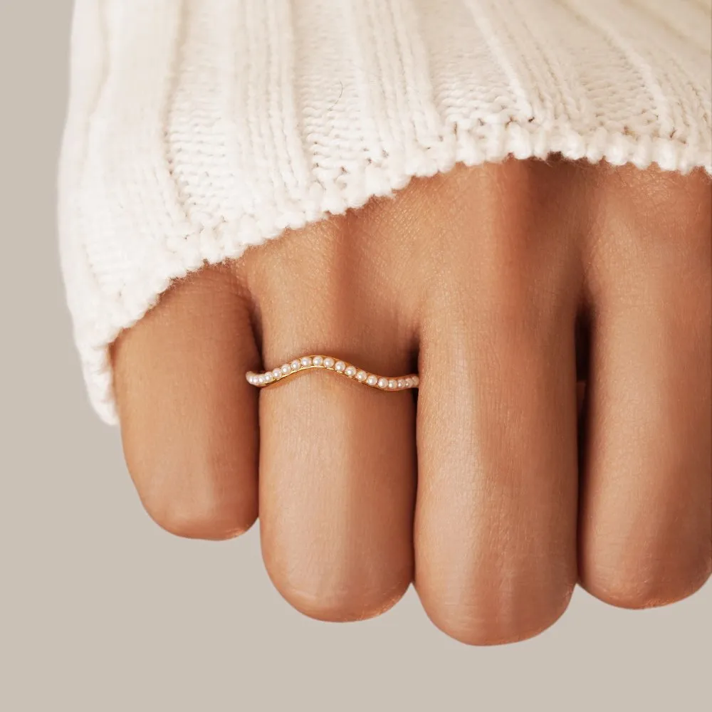 Mina Pearl Wave Ring