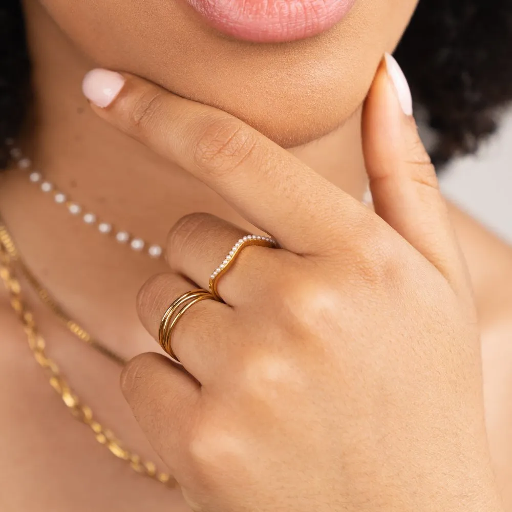 Mina Pearl Wave Ring