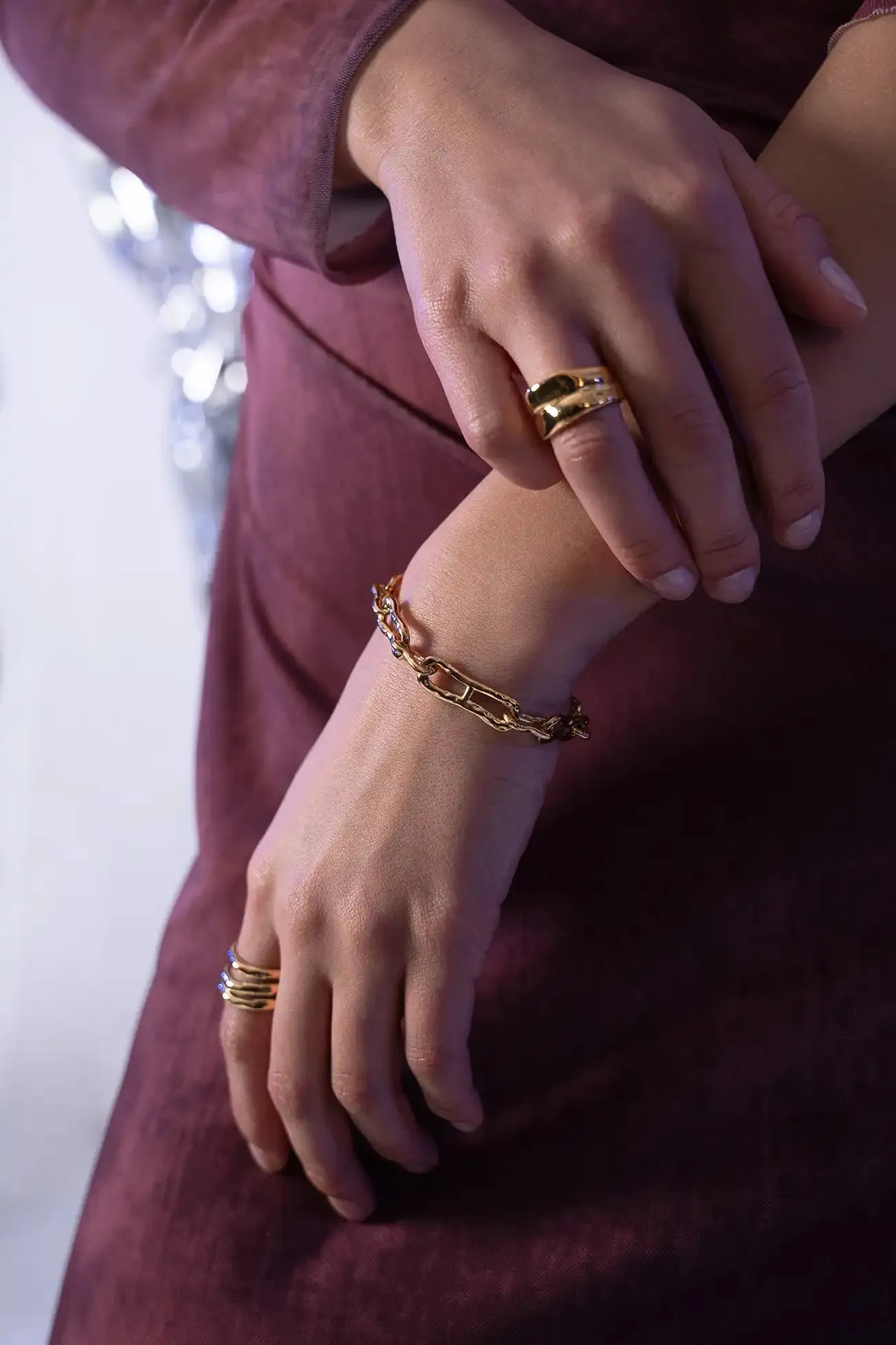 Molten Chunky Bracelet 14K Gold Plated